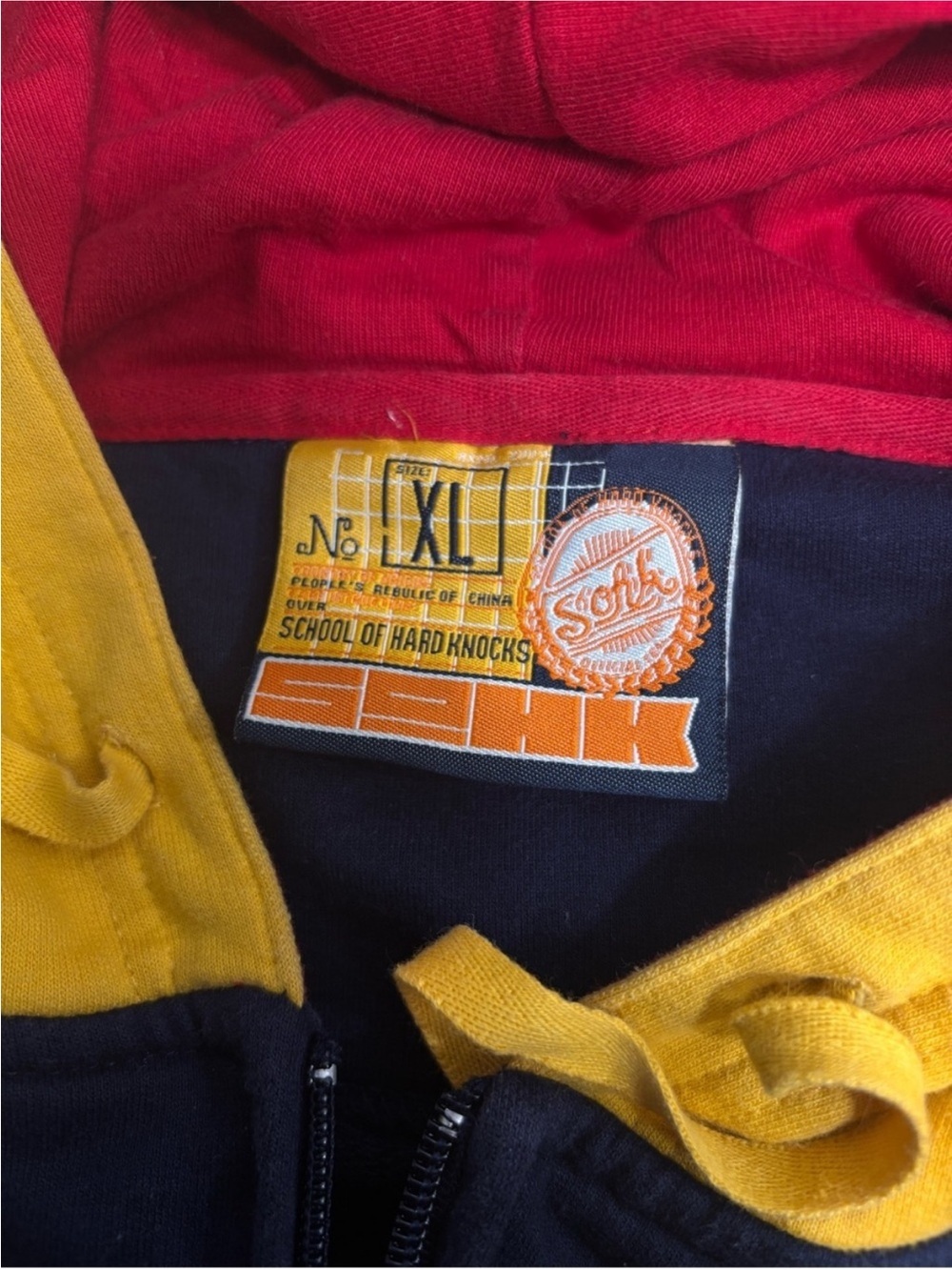 Vintage SOHK School of Hard Knocks Colorblock Zip-Up Hoodie Y2K Streetwear XL - Picture 8 of 11